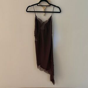 Zara Asymmetrical Brown Lace Dress